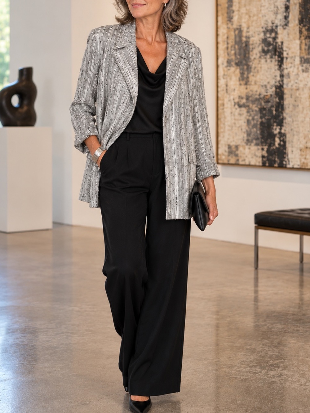 Allie Coosh XL Artwear Textured Open Front Lagenlook Longline Jacket Topper